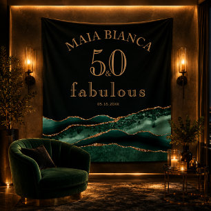 Elegant Emerald Green Agate 50th Birthday Backdrop