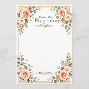 Elegant emerald green and cream wedding program