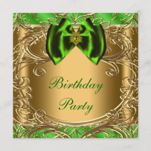 Emerald Green And Gold Birthday Invitations & Invitation Templates | Zazzle