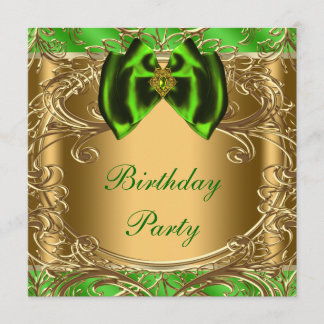 Elegant Emerald Green and Gold Birthday Party Invitation