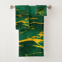Elegant Emerald Green and Gold Marble