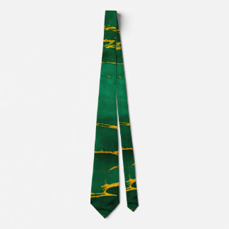 Elegant Emerald Green and Gold Marble Neck Tie