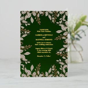 Elegant Emerald Green and Gold Wedding Foil Invitation