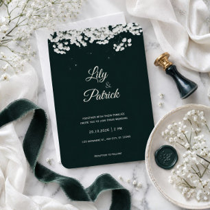 Elegant emerald Green baby's breath  Invitation