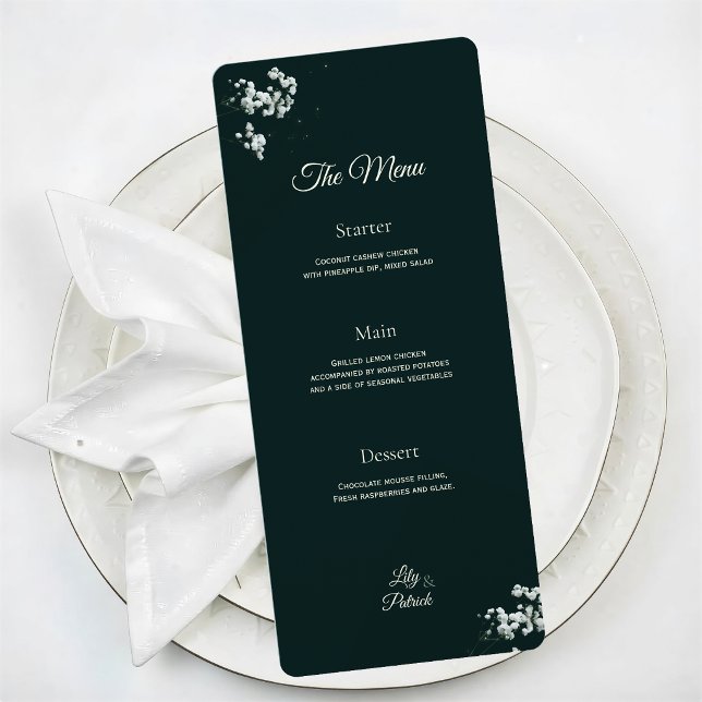 Elegant emerald Green baby's breath  Menu (Creator Uploaded)