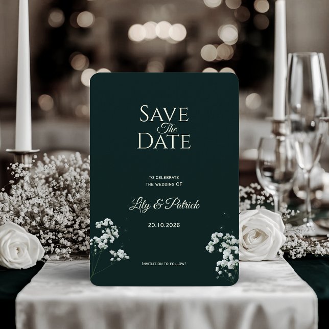 Elegant Emerald Green baby's breath Save The Date (Creator Uploaded)