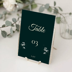 Elegant Emerald Green baby's breath Wedding Table Number