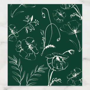 Elegant Emerald Green Botanical Line Art Envelope Liner