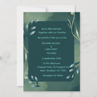 Elegant Emerald Green Botanical Wedding Invitation