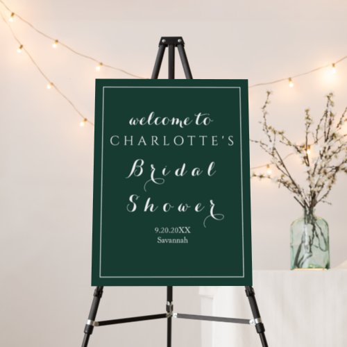 Elegant Emerald Green Bridal Shower Welcome Foam Board