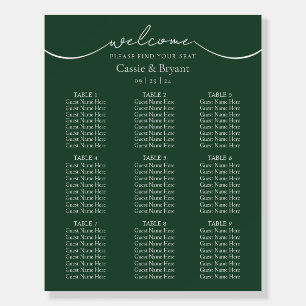 Elegant Emerald Green Chic Wedding Seating Chart Foam Board