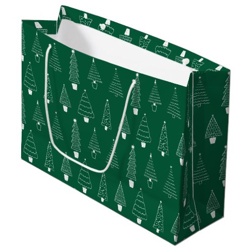 Elegant Emerald Green Christmas Pine Trees Large Gift Bag