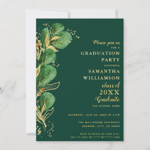 Elegant Emerald Green Eucalyptus 2025 Graduation Invitation