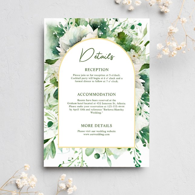 Elegant Emerald Green Floral Botanical Wedding Enclosure Card (Elegant Emerald Green Floral Botanical Wedding Enclosure Card)