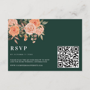 Elegant Emerald Green Floral Fall Wedding Welcome Enclosure Card
