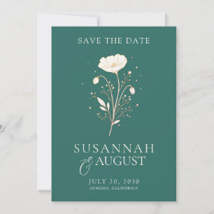 Elegant Emerald Green Floral Wedding Save the Date