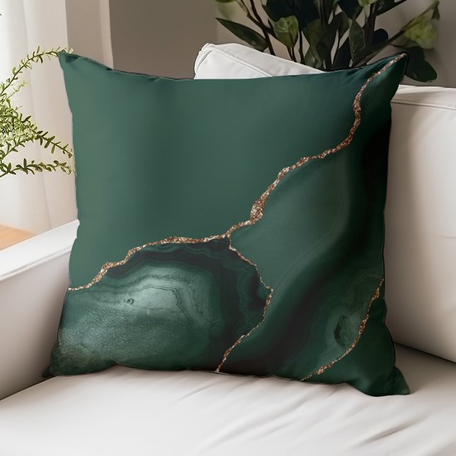 Elegant Emerald Green Gold Agate Throw Pillow (Creator Uploaded)