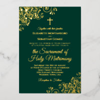 Elegant Emerald Green & Gold Catholic Wedding