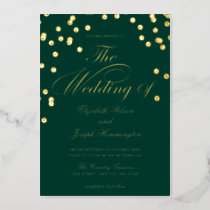 Elegant Emerald Green Gold Confetti Wedding   Foil Invitation