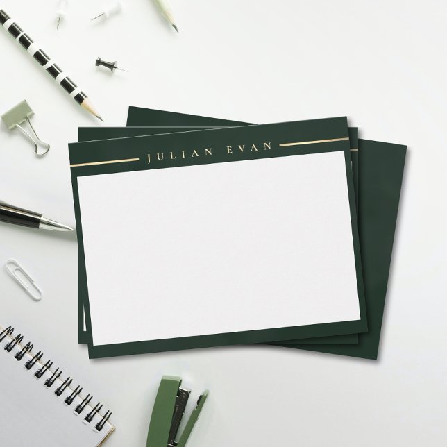 Elegant Emerald Green Gold Detail Professional Note Card (Elegant Emerald Green Gold Detail Professional Note Card)