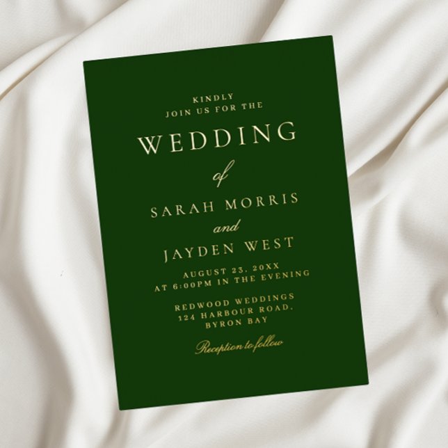 Elegant Emerald Green & Gold Foil Wedding Foil Invitation (Creator Uploaded)