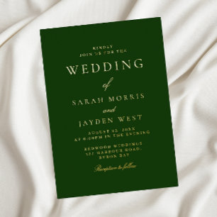 Elegant Emerald Green & Gold Foil Wedding Invitation