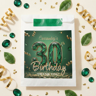 Elegant Emerald Green Gold Gemstone 30th Birthday Favor Bag