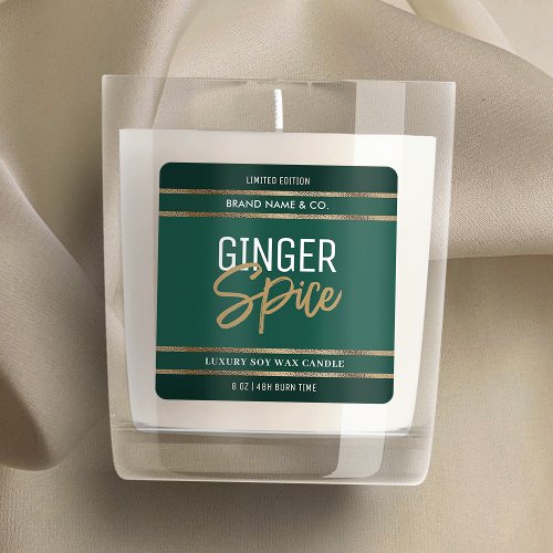 Elegant Emerald Green Gold Glitter Modern Candle Square Sticker