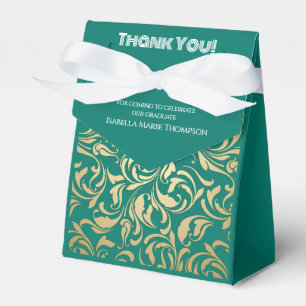 Elegant Emerald Green & Gold Graduation Favor Boxes
