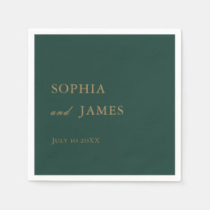 Elegant Emerald Green Gold Minimalist Wedding Napkins