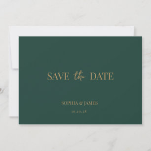 Elegant Emerald Green Gold Minimalist Wedding Save The Date
