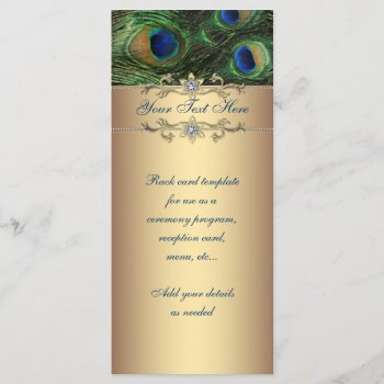 Elegant Emerald Green Gold Peacock Rack Card by decembermorning at Zazzle
