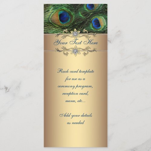 Elegant Emerald Green Gold Peacock Rack Card