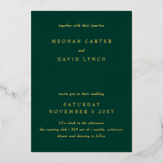 Elegant Emerald Green Gold Wedding Foil Invitatio Foil Invitation