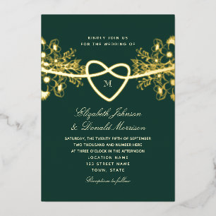 Elegant Emerald Green Gold Wedding Foil Invitation