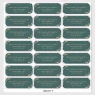 Elegant Emerald Green Gold Wedding Guest Address Sticker