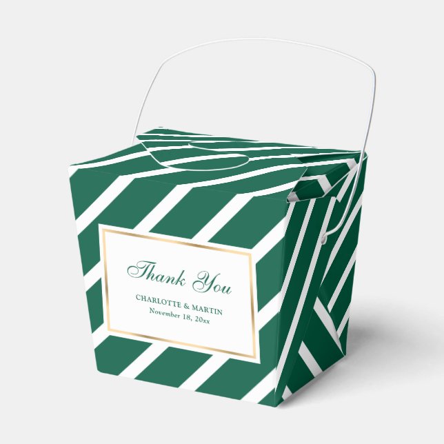 Elegant Emerald Green Gold Wedding Thank You Favor Boxes (Front Side)
