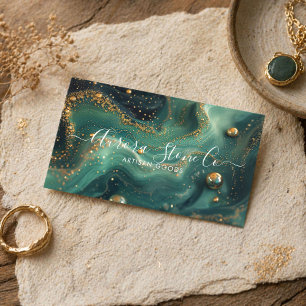 Elegant Emerald Green Handmade Artisan Crystal  Business Card