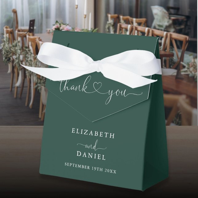 Elegant Emerald Green Heart Script Wedding Favor Boxes (Elegant Emerald Green Heart Script Wedding Favor Boxes)