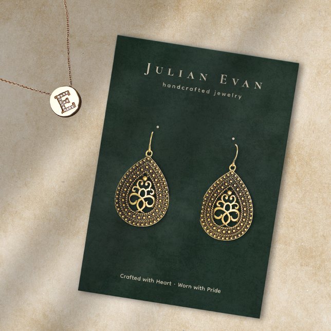 Elegant Emerald Green Jewelry Earring Display Business Card (Elegant Emerald Green Jewelry Earring Display Business Card)