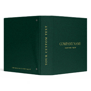 Elegant Emerald Green Leather Look gold corporate 3 Ring Binder