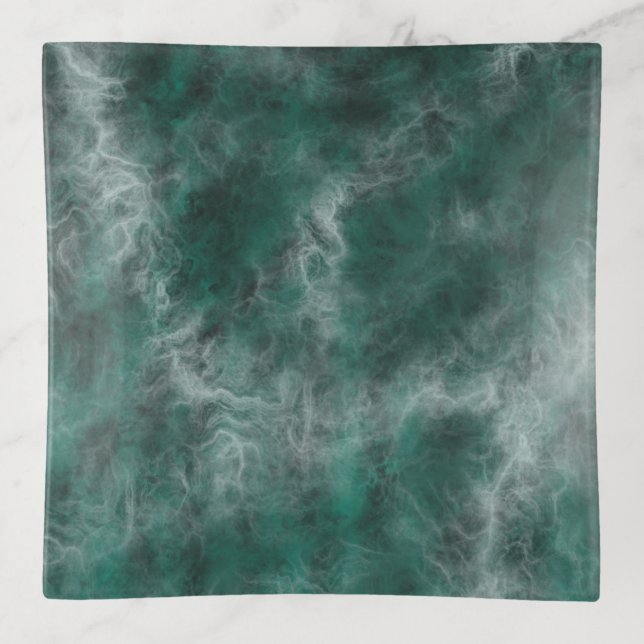 Elegant Emerald Green Marble Decorative Tray (Front)