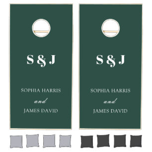 Elegant Emerald Green Minimalist Wedding Cornhole Set