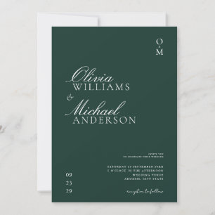 Elegant Emerald Green Minimalist Wedding Invitation