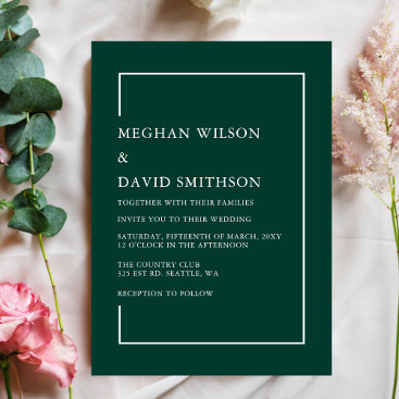 Elegant Emerald Green Modern Wedding Invitation