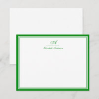 Elegant Emerald Green Monogram Correspondence