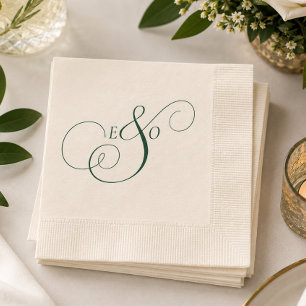 Elegant Emerald Green Monogram Wedding Napkins