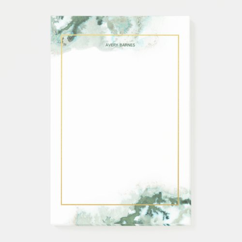 Elegant Emerald Green Ombre Marble Personalized Post_it Notes