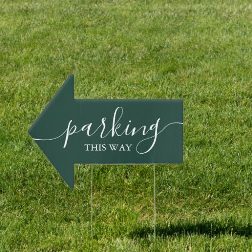 Elegant Emerald Green Parking This Way Arrow Sign