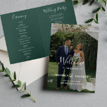 Elegant Emerald Green Photo Wedding Folded  Program<br><div class="desc">Make your wedding day unforgettable with the Elegant Emerald Green Photo Wedding Folded Program. This beautifully designed program features a rich emerald green color palette, symbolizing love, harmony, and new beginnings, making it the perfect choice for your special day. The front cover can be customized with a cherished photo of...</div>